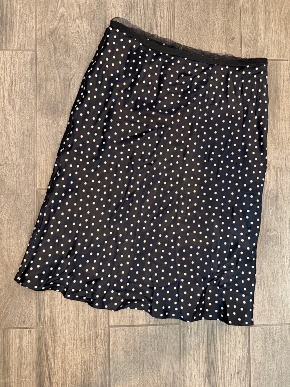 Max & Co. Silk Midi Skirt Black with Cream Polka Dots